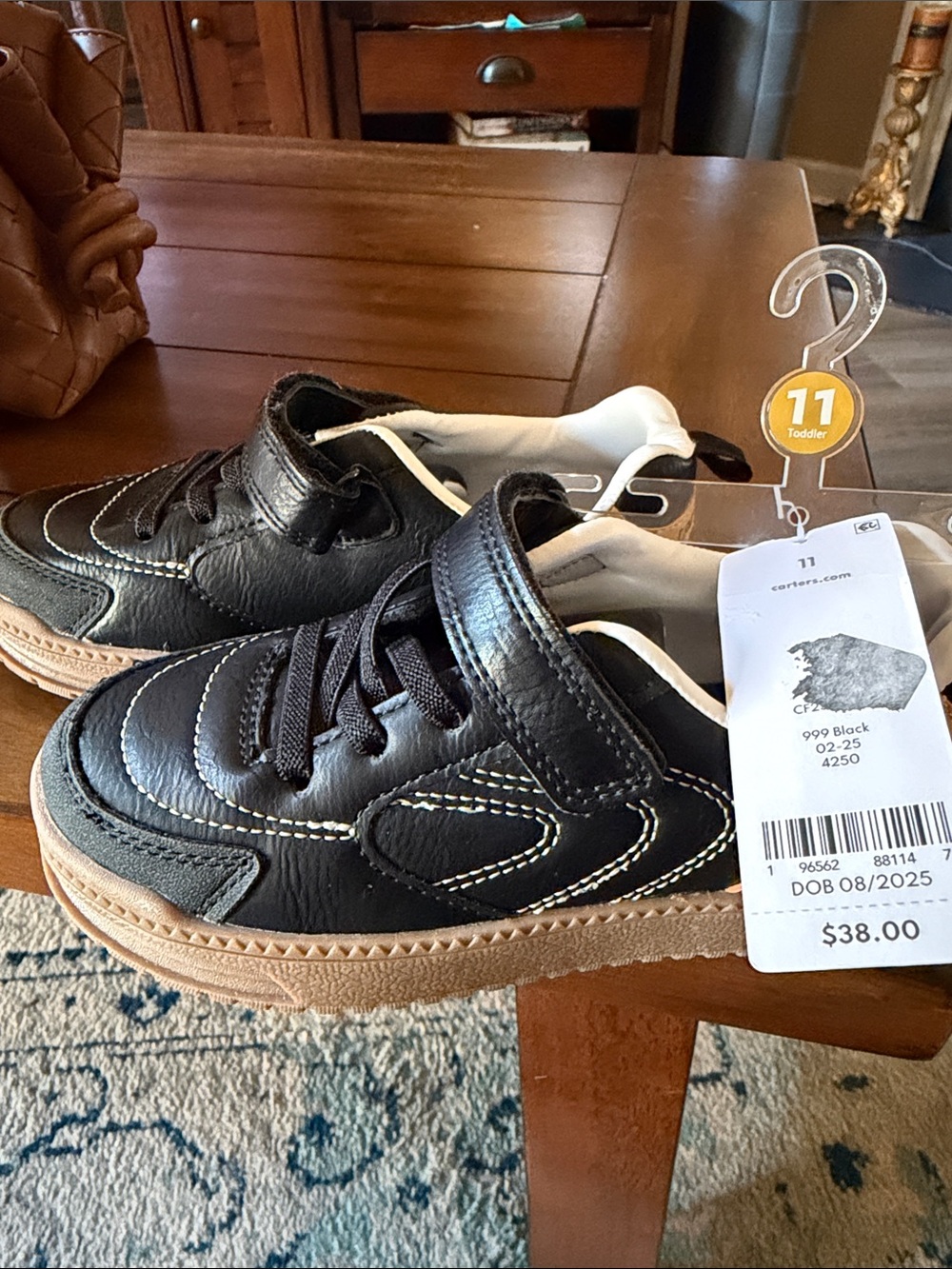 Carter's Black Toddler Sneakers with Tan Sole